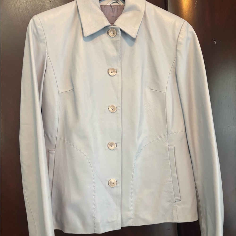 Lavender Soft Leather Waist Jackets with Classic Design. 2 small side pockets